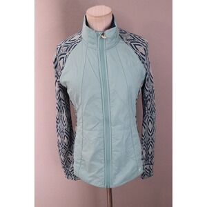 Smartwool Smartloft 60 Jacket Medium Full Zip Jacket Light Blue Hybrid Geometric